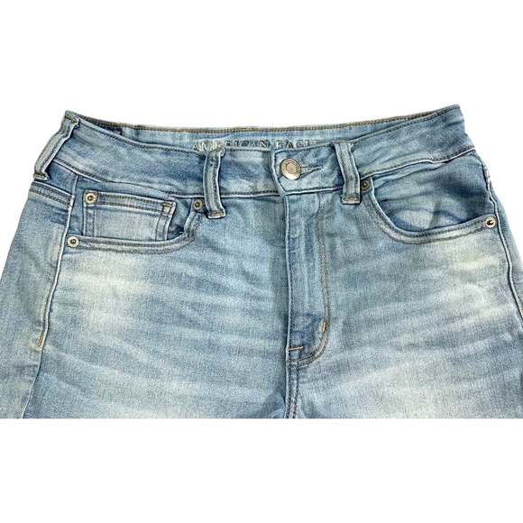 American Eagle‎ Cut Off Shorts Womens 8 Hi Rise Shortie Light Wash Denim Jean - Picture 7 of 8